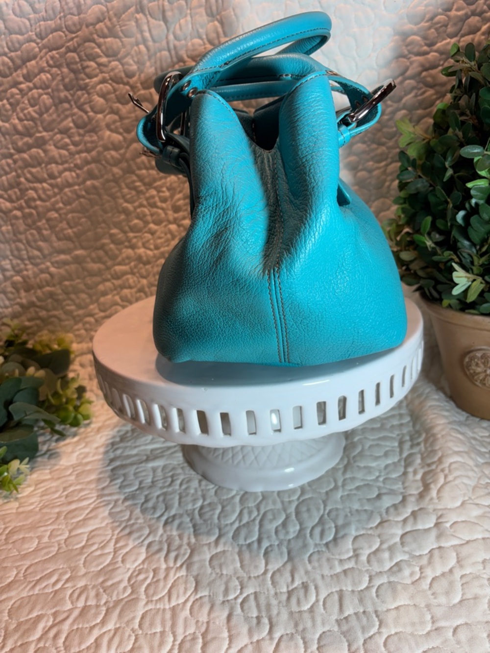 Clarks Turquoise Leather Mini Satchel - Picture 4 of 9
